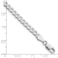 Sterling Silver Rhodium-plated 4.5mm Flat Curb Chain