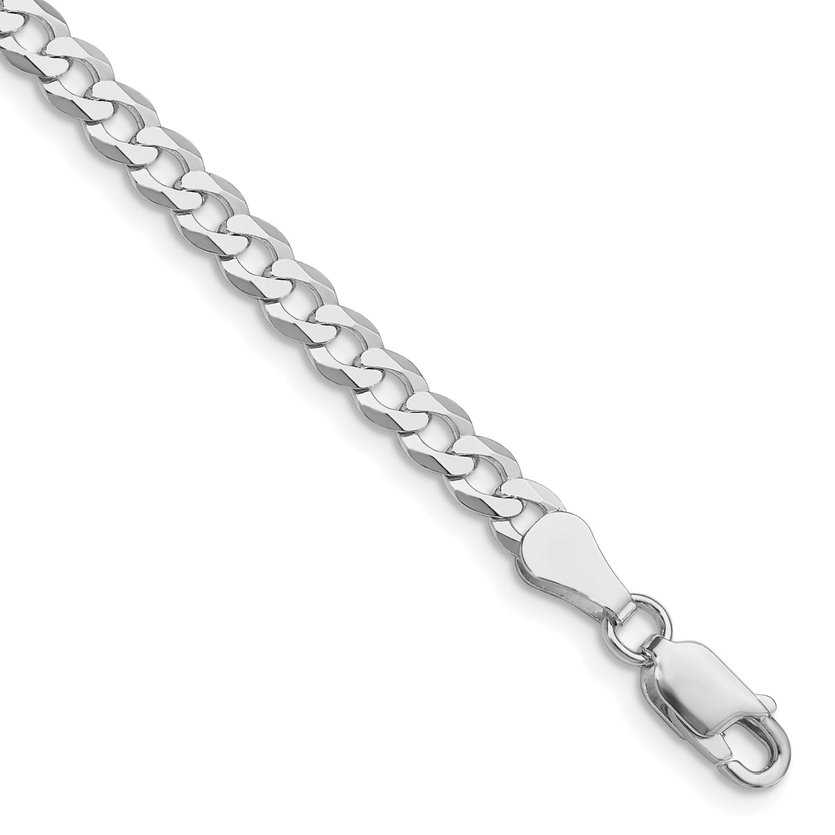 Sterling Silver Rhodium-plated 4.5mm Flat Curb Chain