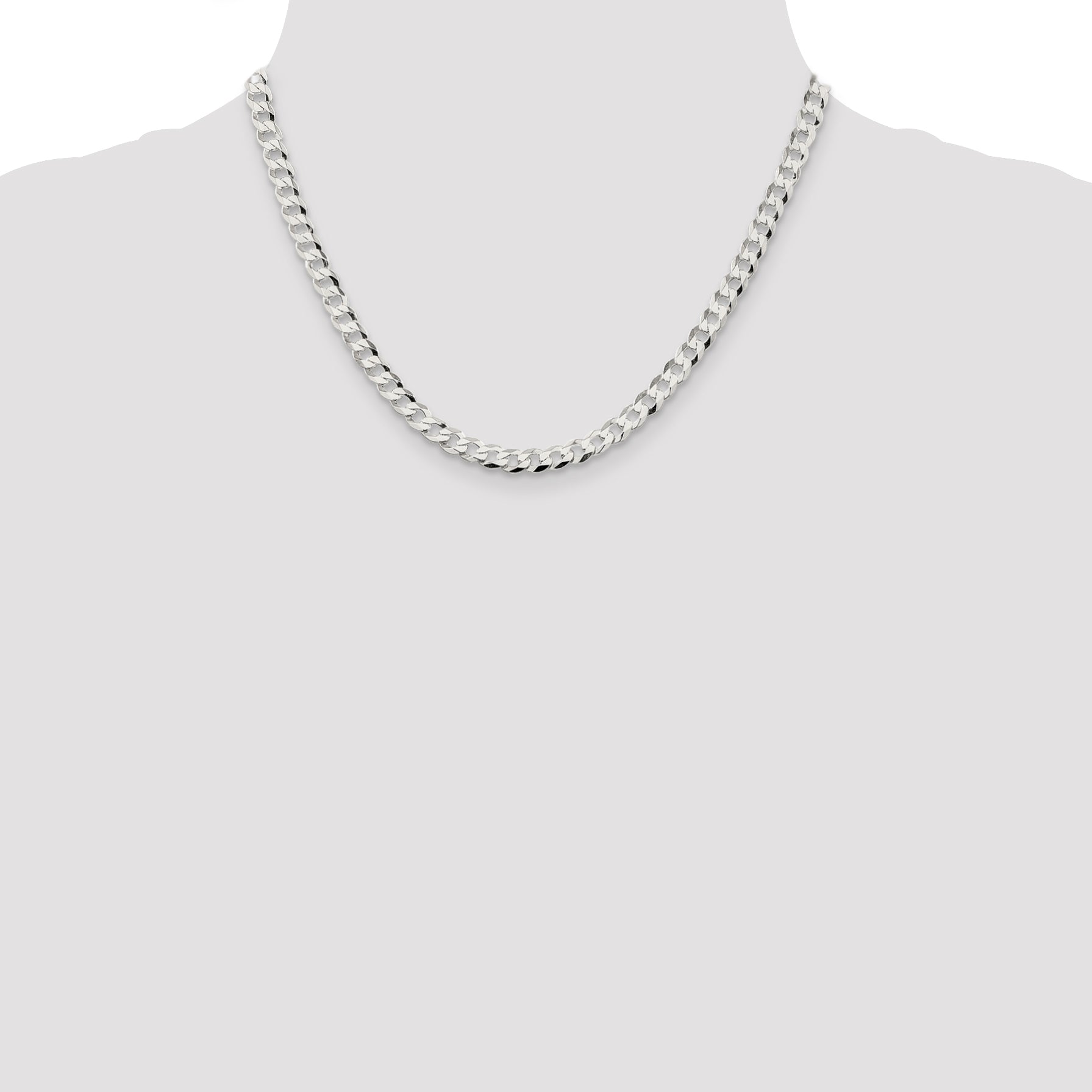 Sterling Silver 5.75mm Flat Curb Chain