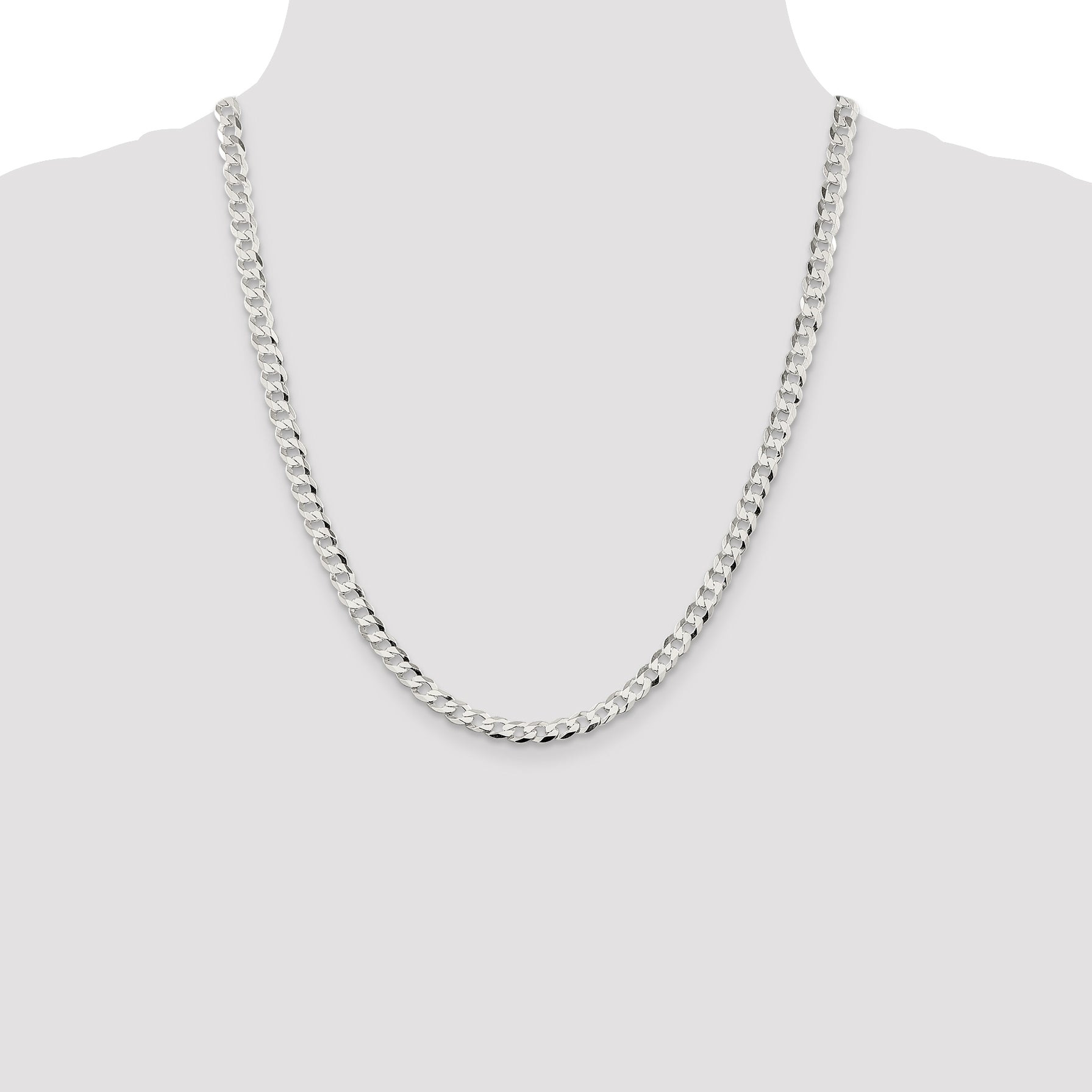 Sterling Silver 5.75mm Flat Curb Chain