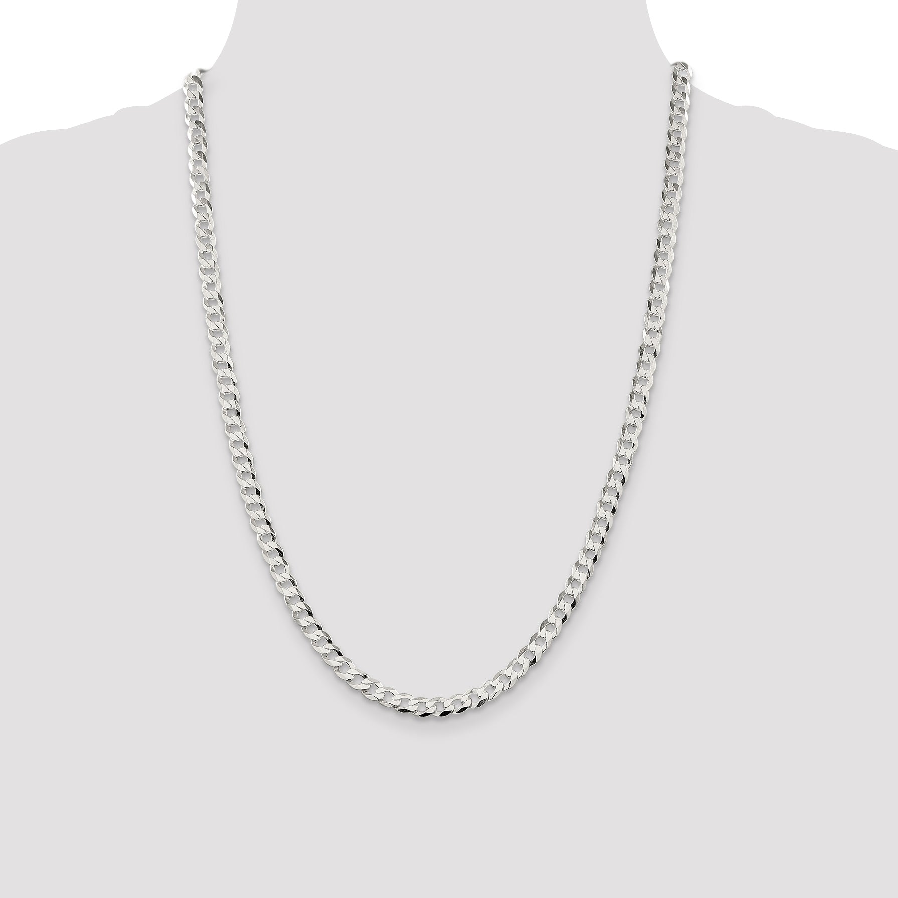 Sterling Silver 5.75mm Flat Curb Chain