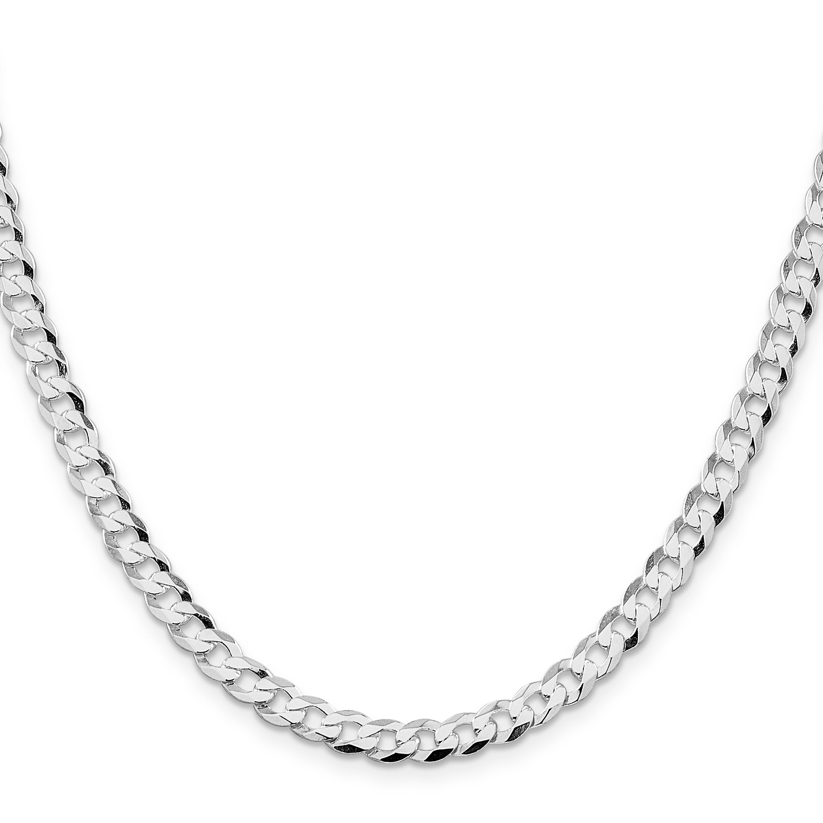 Sterling Silver Rhodium-plated 5.75mm Flat Curb Chain