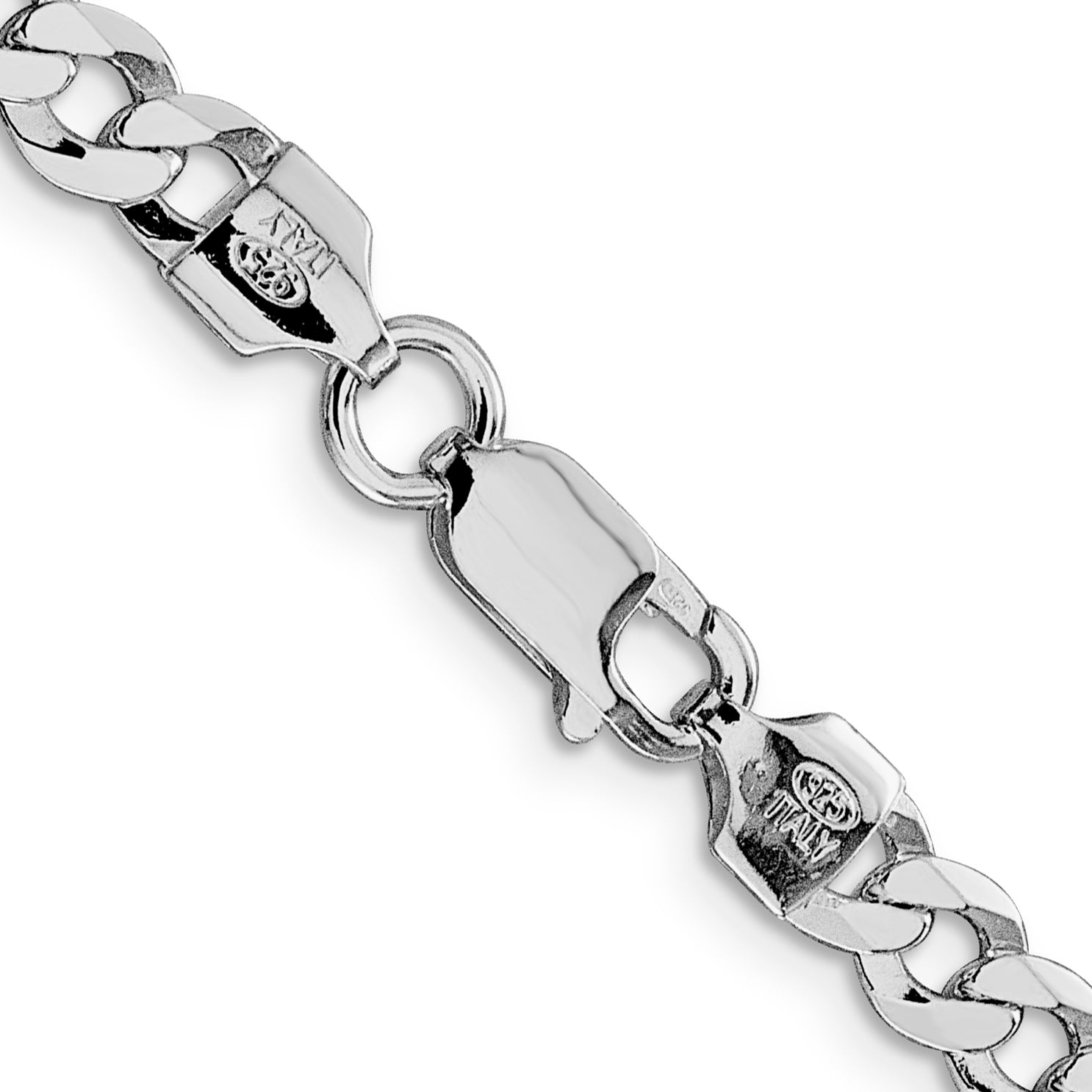 Sterling Silver Rhodium-plated 5.75mm Flat Curb Chain