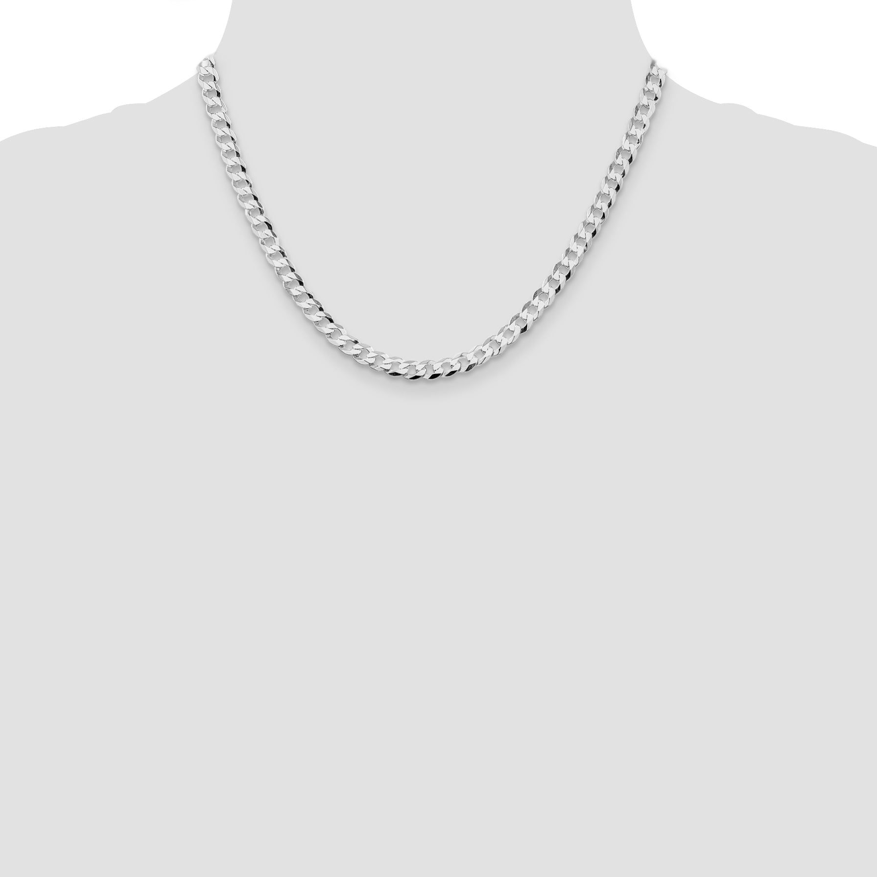 Sterling Silver Rhodium-plated 5.75mm Flat Curb Chain