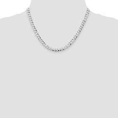 Sterling Silver Rhodium-plated 5.75mm Flat Curb Chain