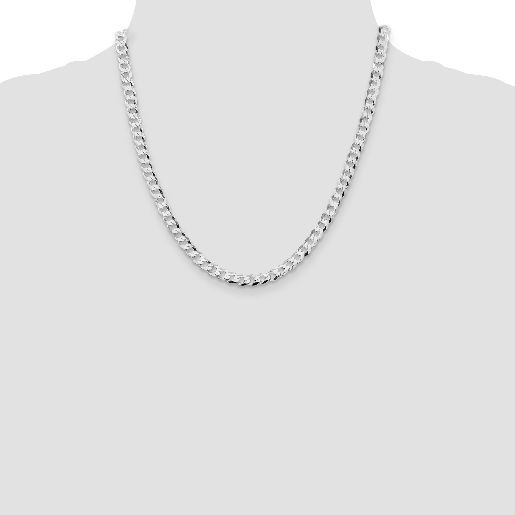 Sterling Silver Rhodium-plated 5.75mm Flat Curb Chain