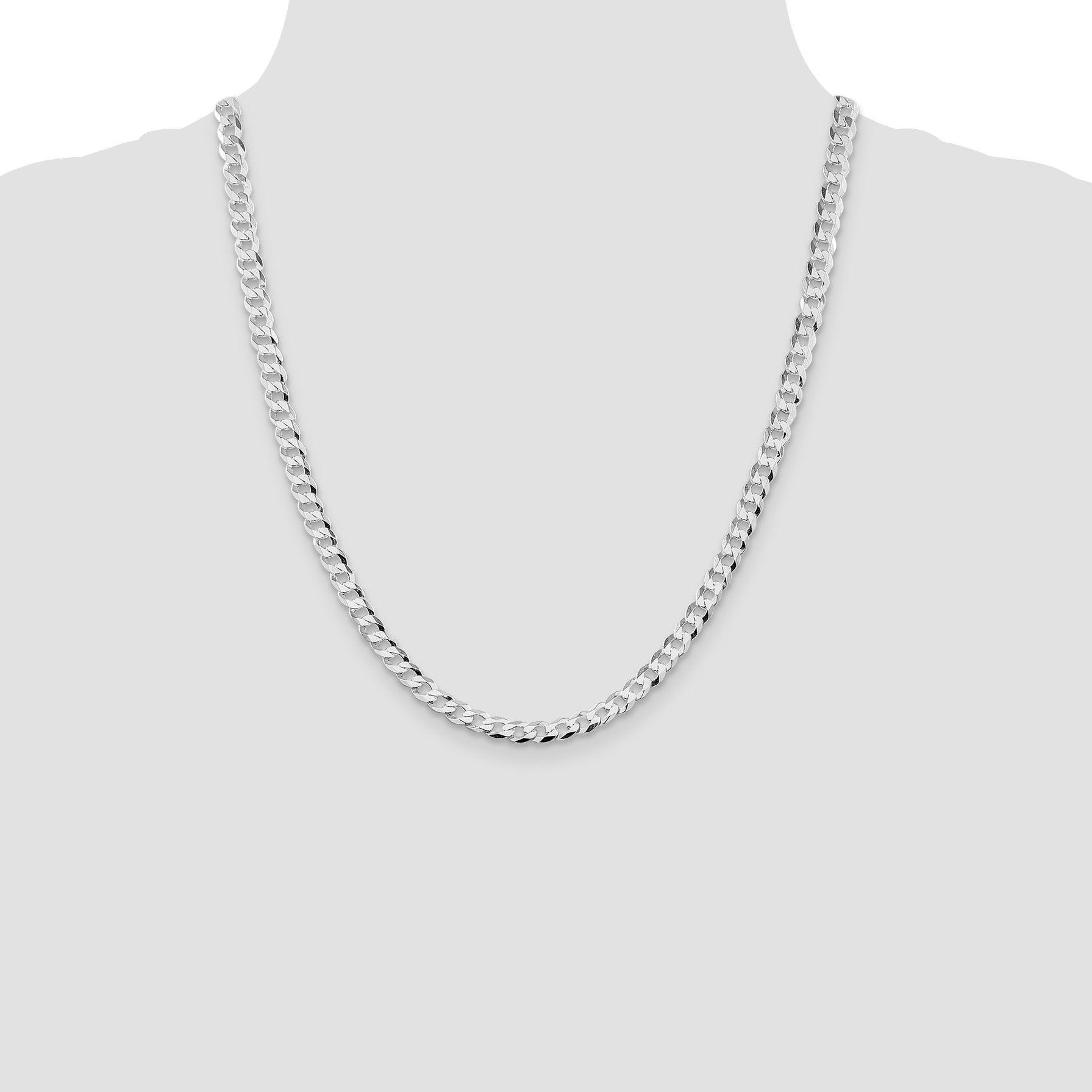 Sterling Silver Rhodium-plated 5.75mm Flat Curb Chain