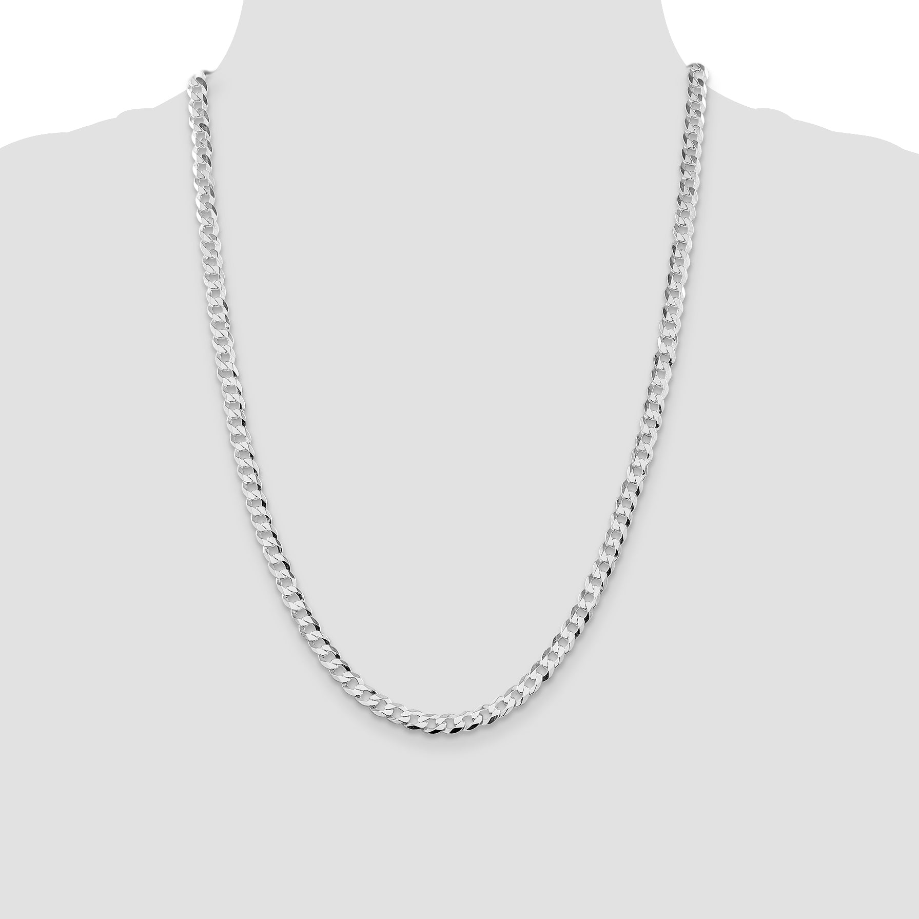 Sterling Silver Rhodium-plated 5.75mm Flat Curb Chain