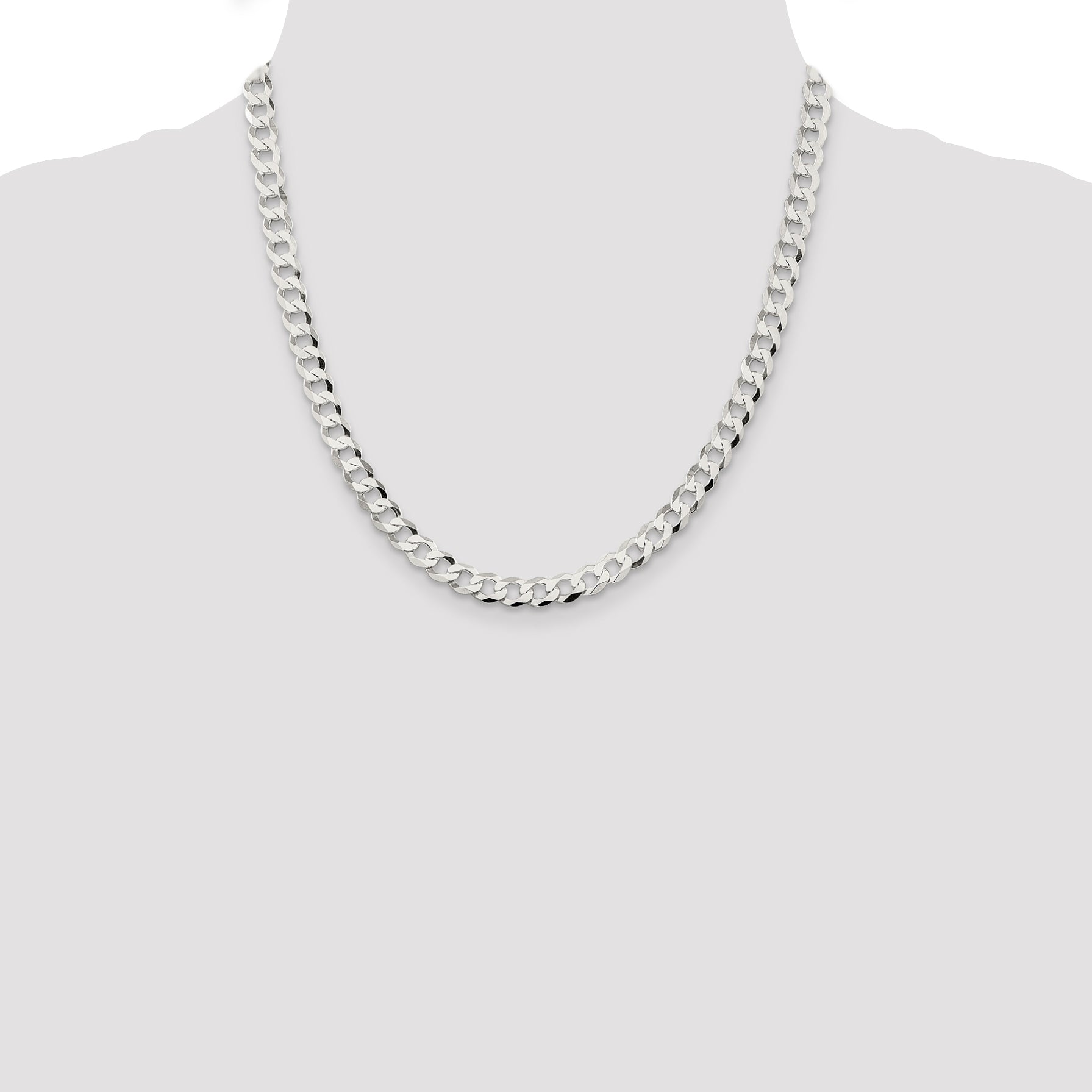 Sterling Silver 6.8mm Flat Curb Chain