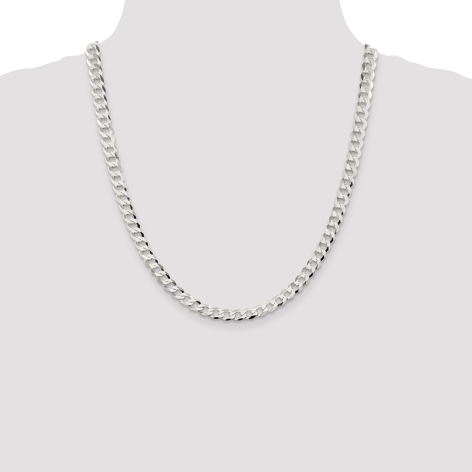 Sterling Silver 6.8mm Flat Curb Chain