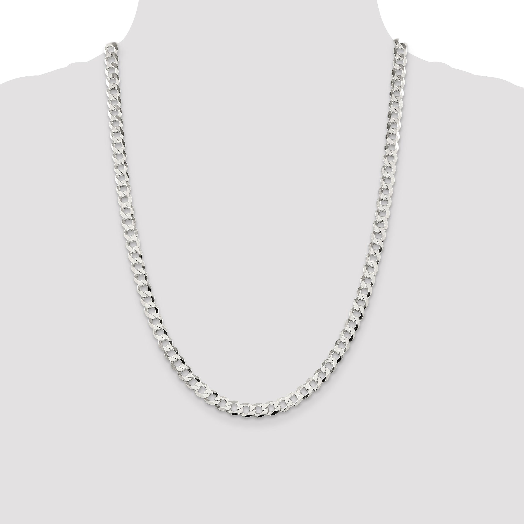 Sterling Silver 6.8mm Flat Curb Chain