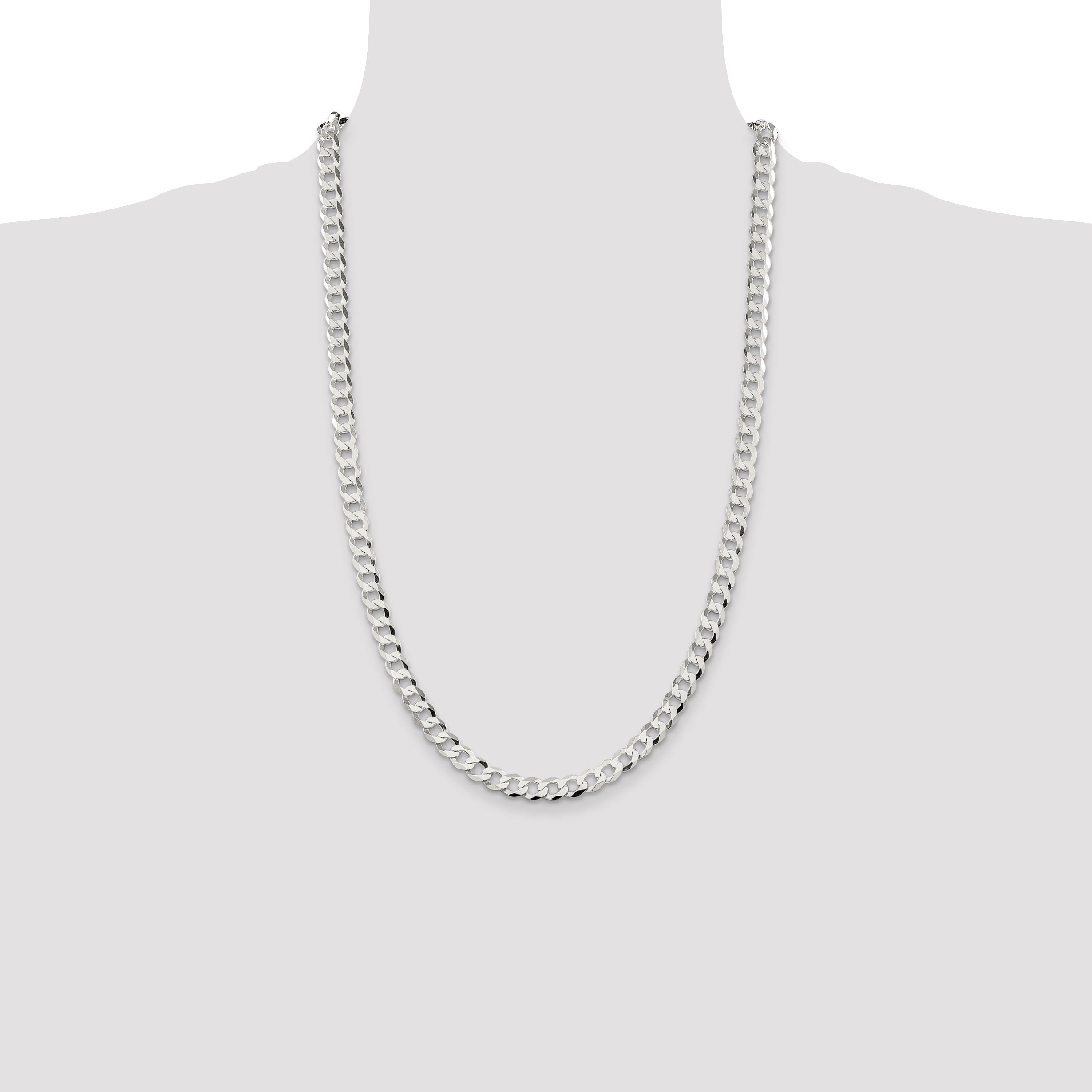 Sterling Silver 6.8mm Flat Curb Chain