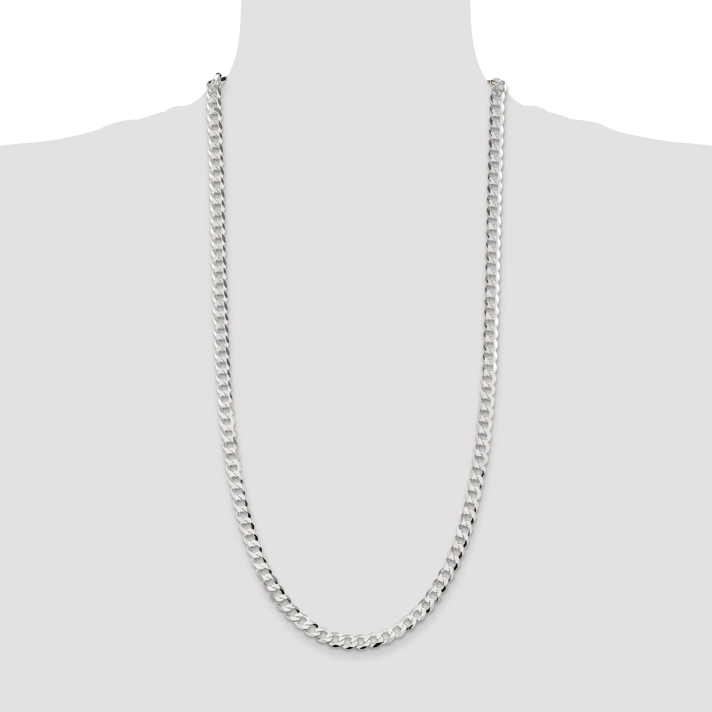 Sterling Silver 6.8mm Flat Curb Chain