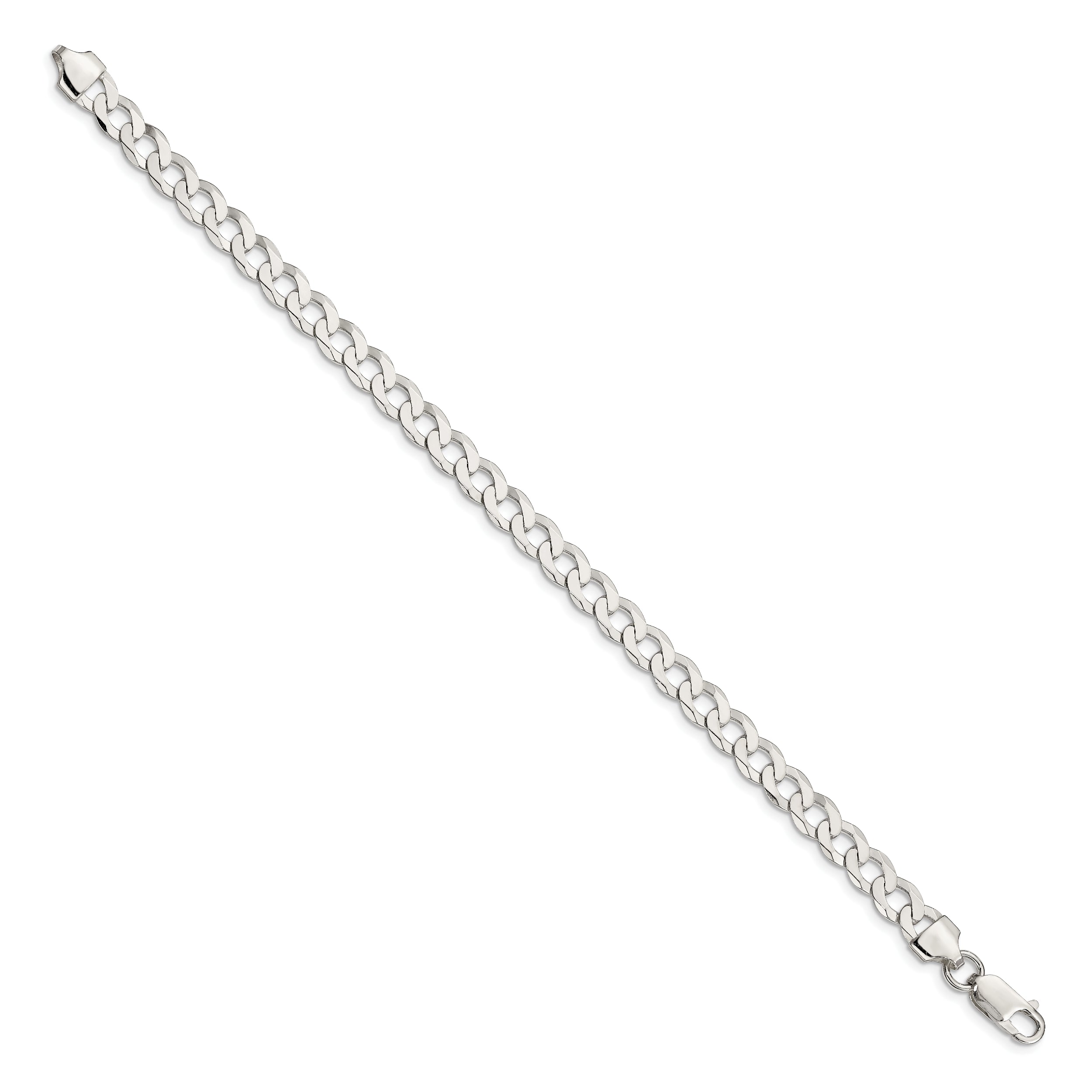 Sterling Silver 6.8mm Flat Curb Chain