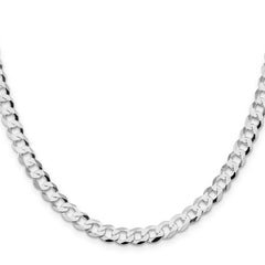 Sterling Silver Rhodium-plated 6.8mm Flat Curb Chain