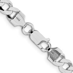 Sterling Silver Rhodium-plated 6.8mm Flat Curb Chain