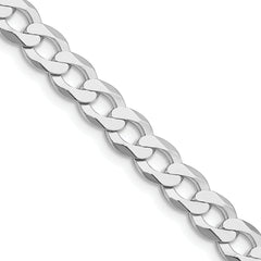 Sterling Silver Rhodium-plated 6.8mm Flat Curb Chain