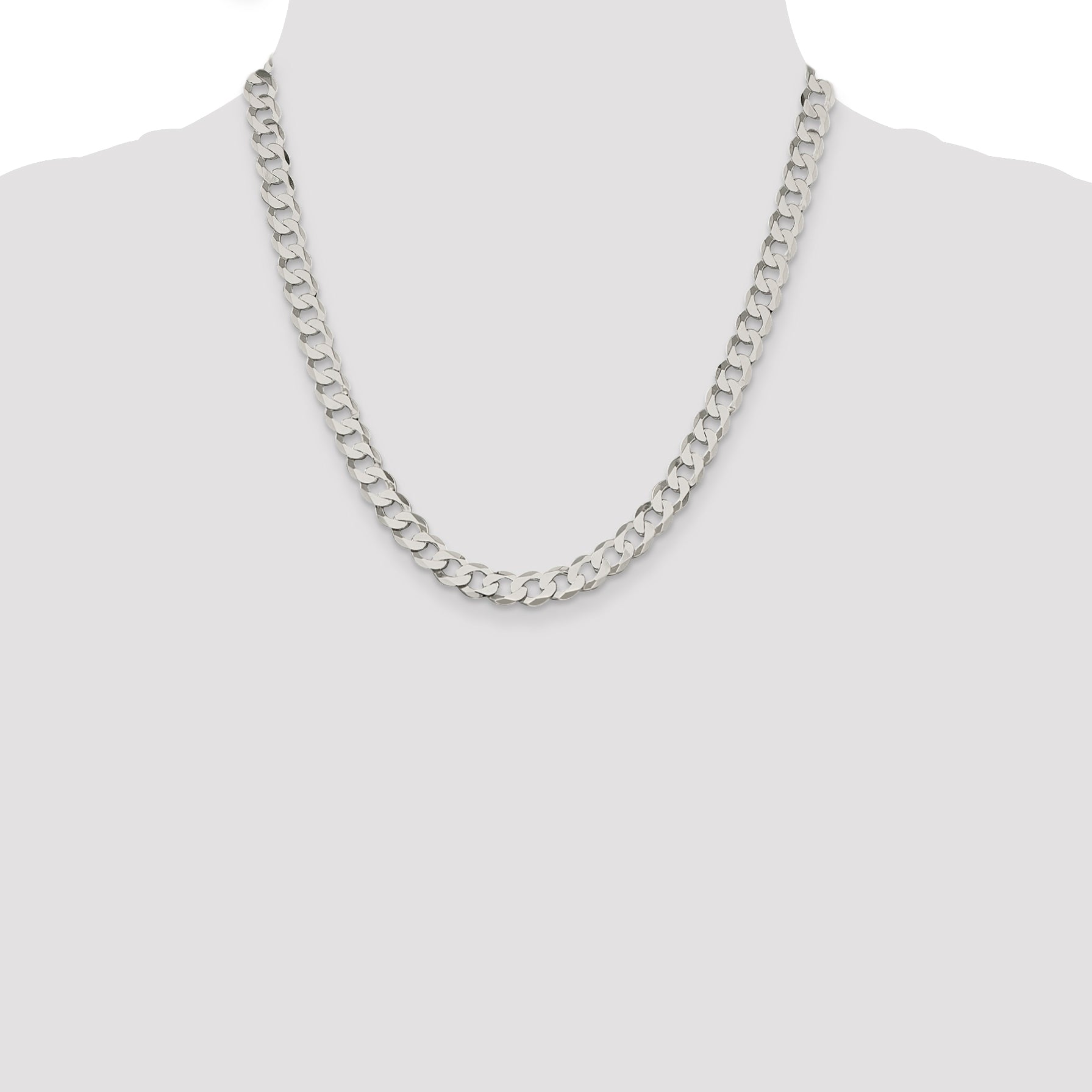 Sterling Silver 8mm Flat Curb Chain