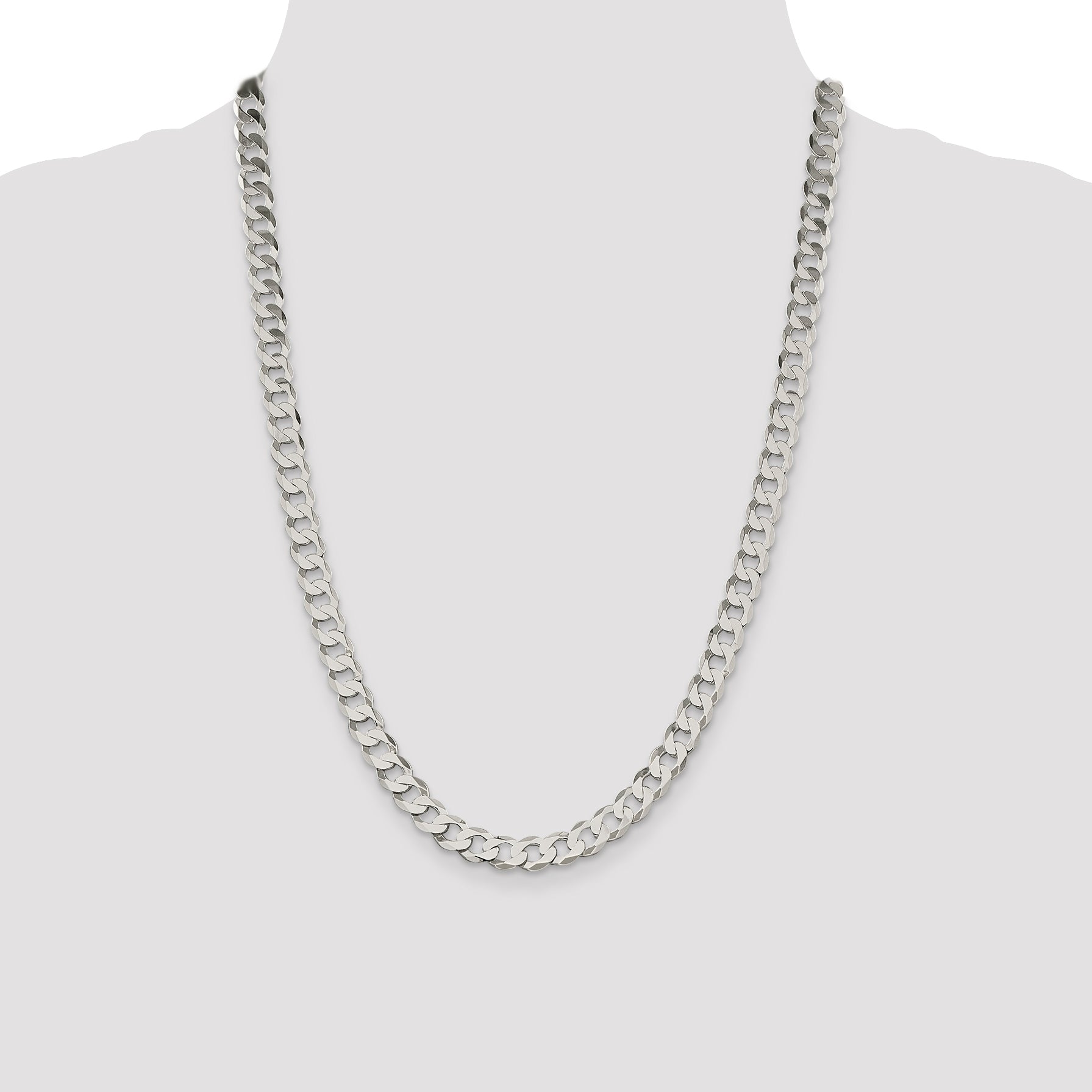 Sterling Silver 8mm Flat Curb Chain