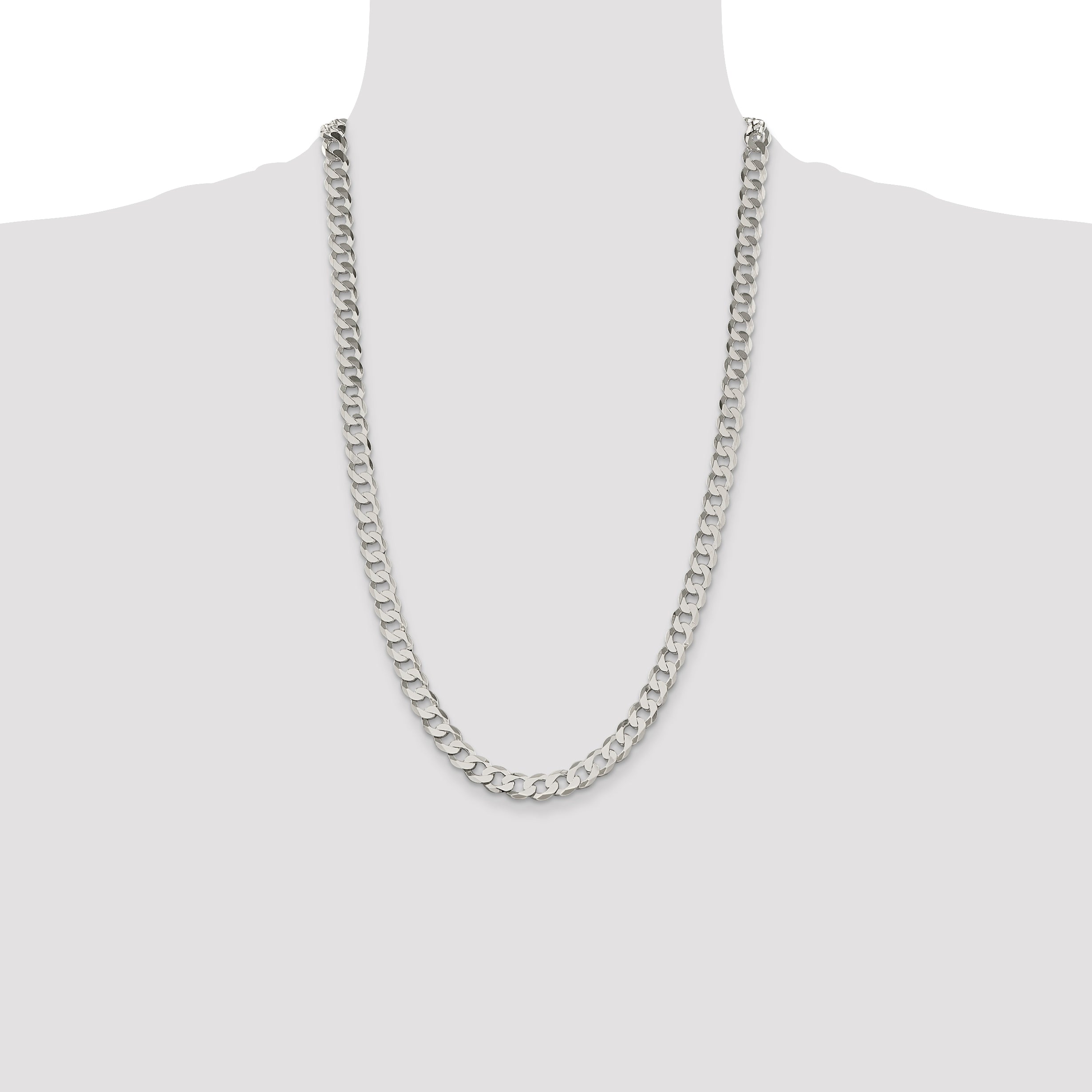 Sterling Silver 8mm Flat Curb Chain