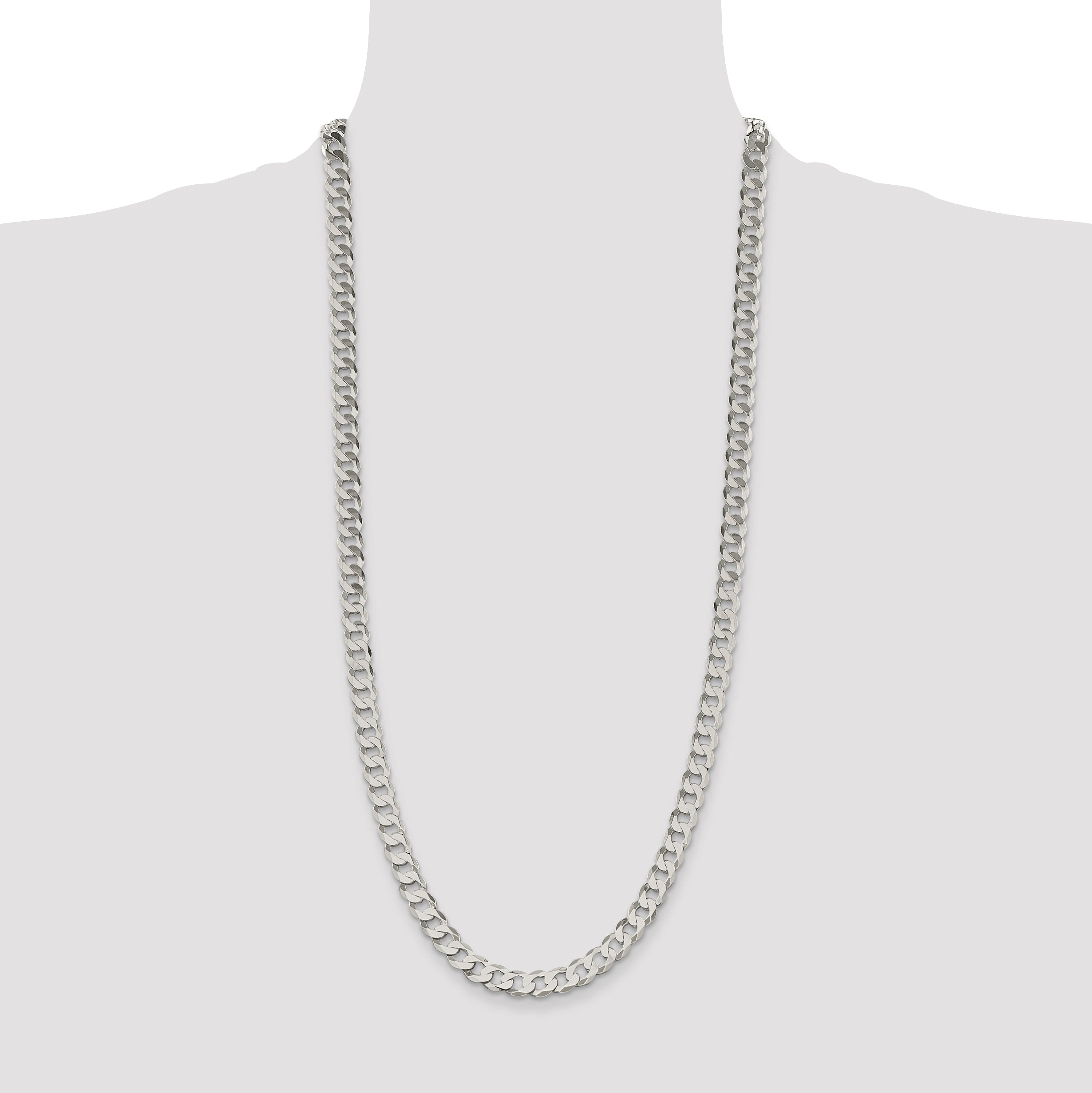 Sterling Silver 8mm Flat Curb Chain