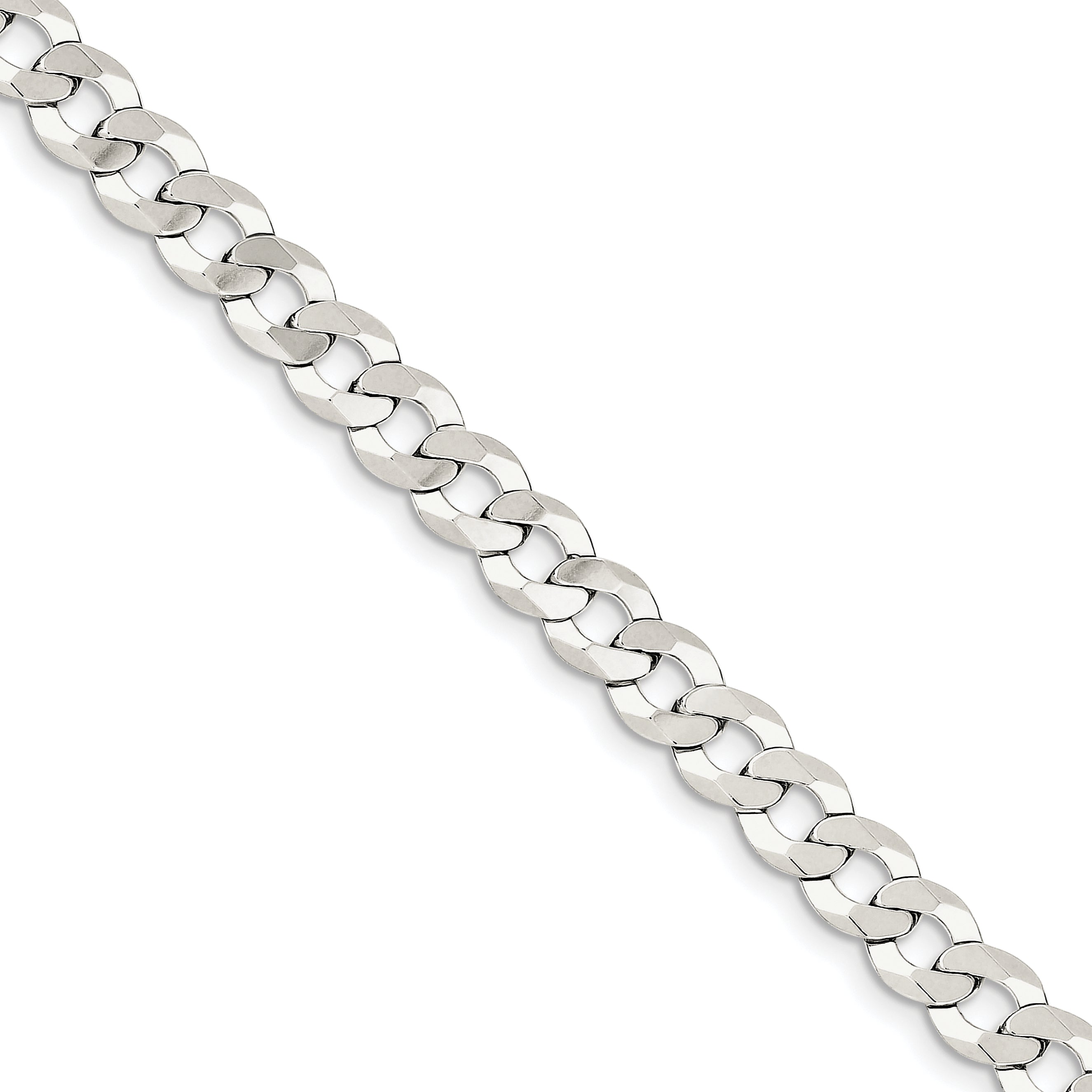 Sterling Silver 8mm Close Link Flat Curb Chain