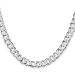 Sterling Silver Rhodium-plated 8mm Flat Curb Chain