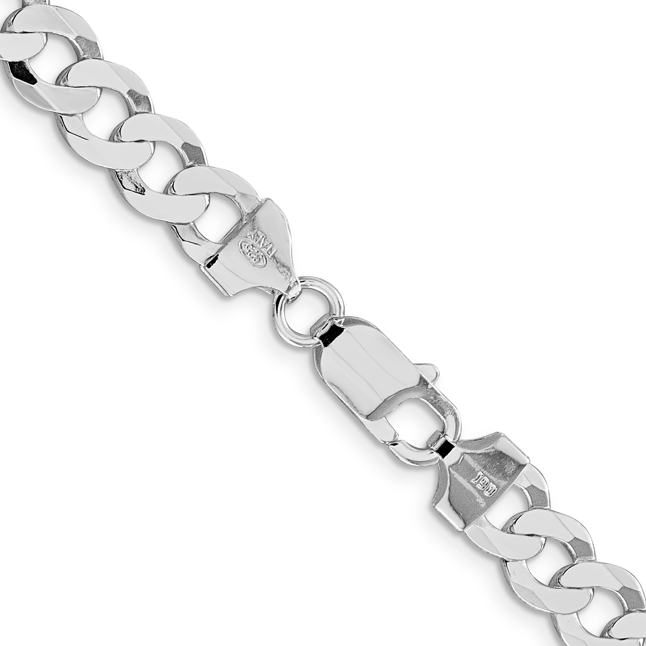 Sterling Silver Rhodium-plated 8mm Flat Curb Chain