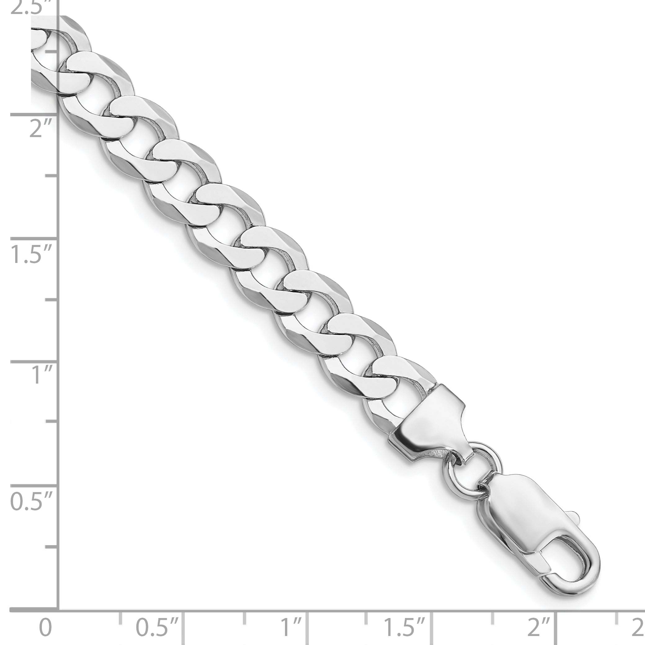 Sterling Silver Rhodium-plated 8mm Flat Curb Chain