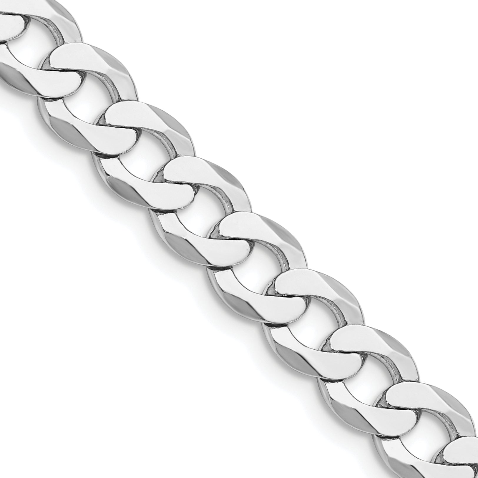 Sterling Silver Rhodium-plated 8mm Flat Curb Chain