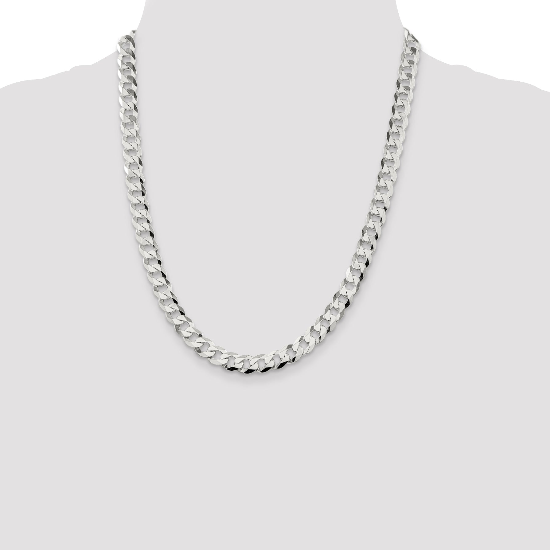 Sterling Silver 8.5mm Flat Curb Chain