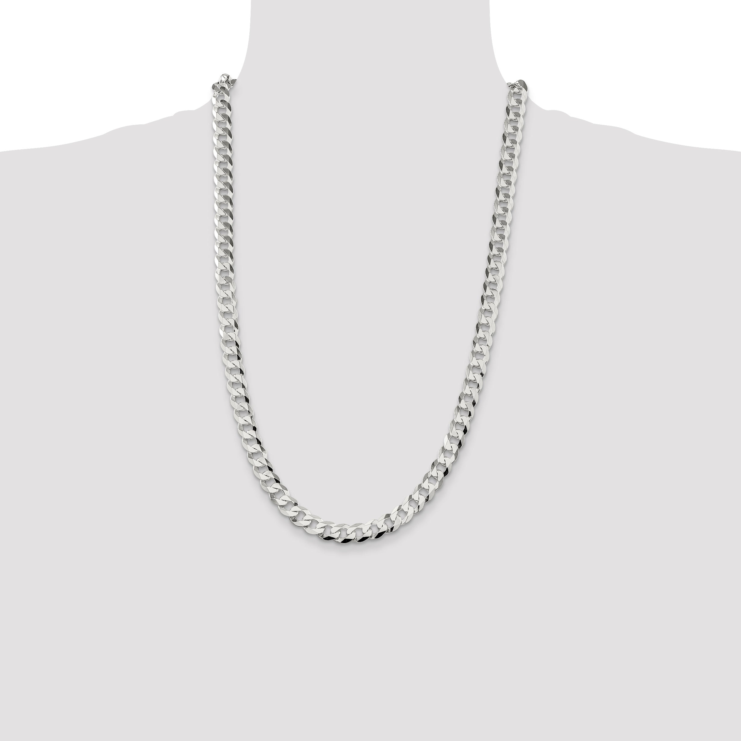 Sterling Silver 8.5mm Flat Curb Chain