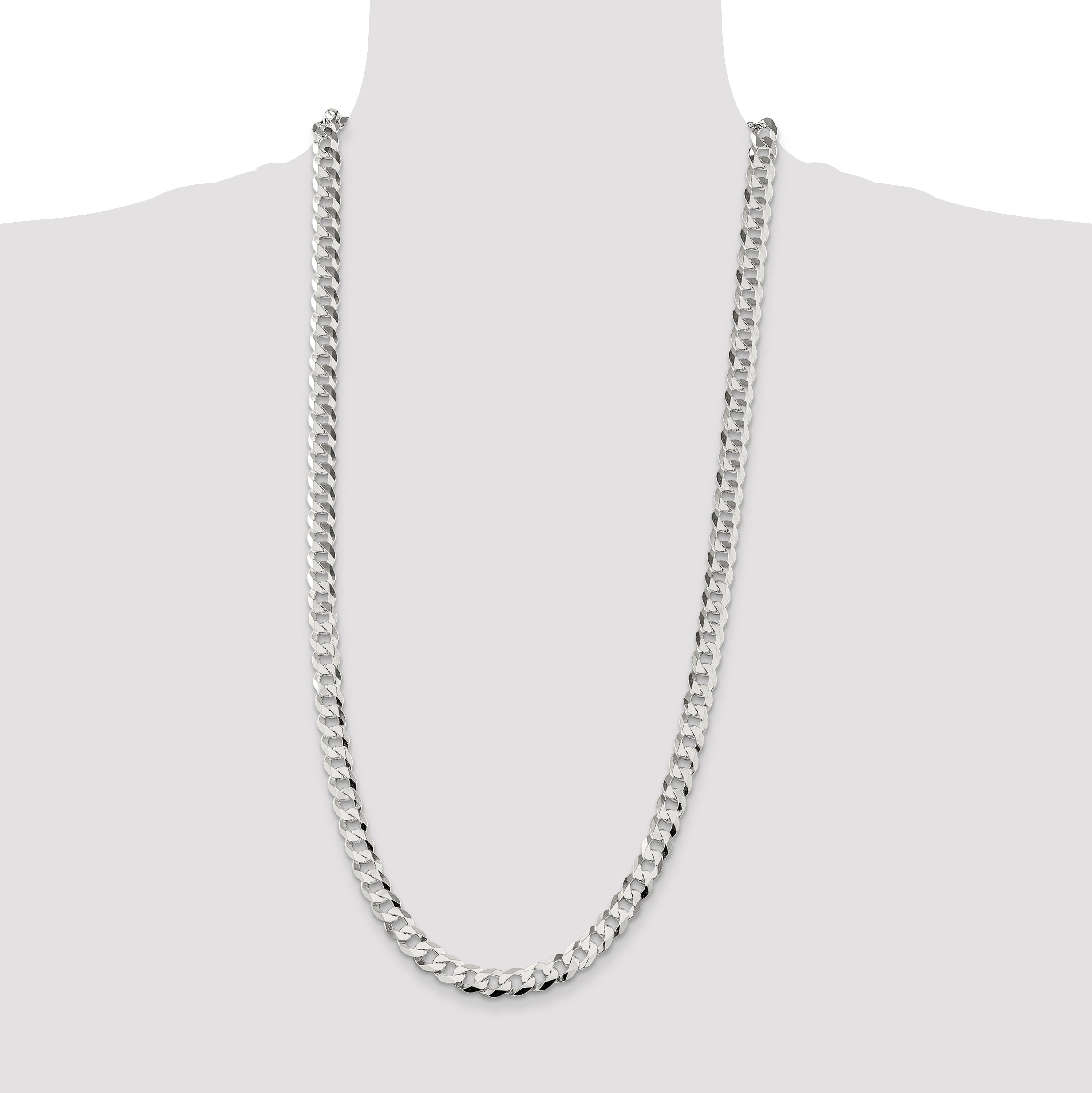 Sterling Silver 8.5mm Flat Curb Chain