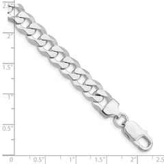 Sterling Silver Rhodium-plated 8.5mm Flat Curb Chain