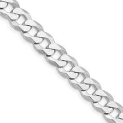 Sterling Silver Rhodium-plated 8.5mm Flat Curb Chain