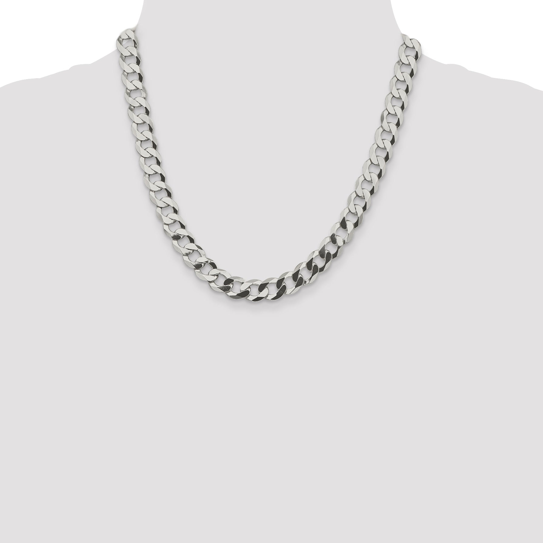 Sterling Silver 9.75mm Flat Curb Chain