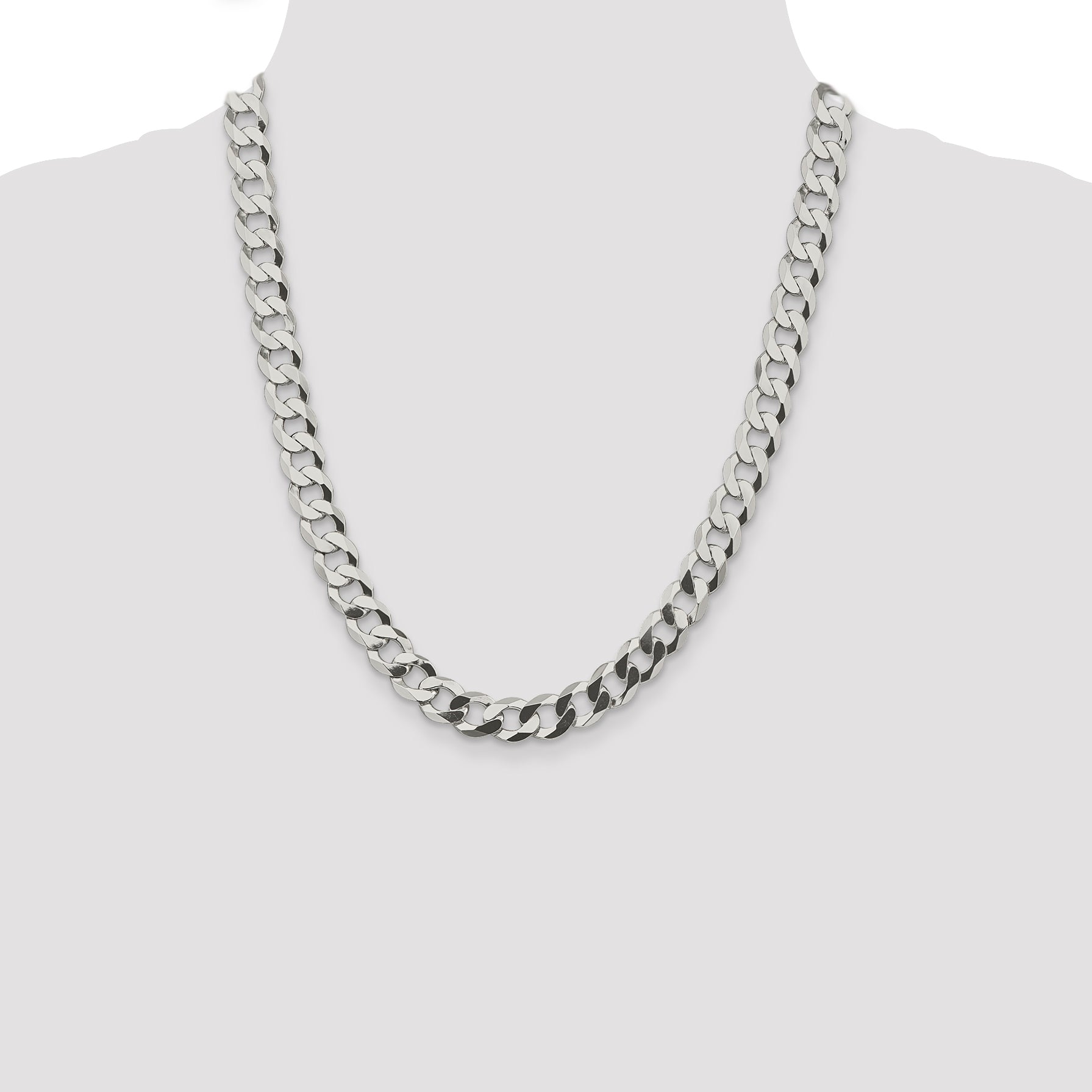 Sterling Silver 9.75mm Flat Curb Chain