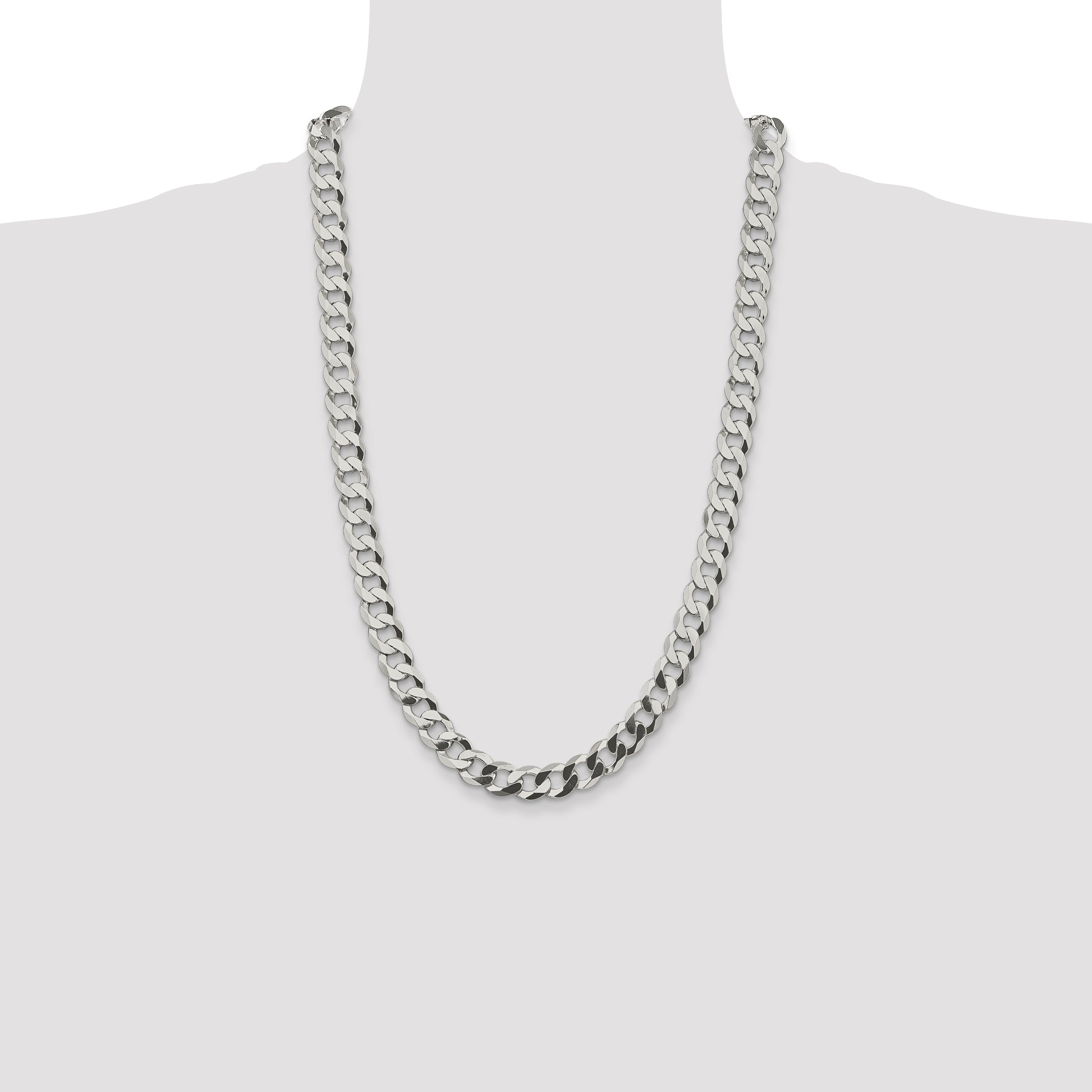 Sterling Silver 9.75mm Flat Curb Chain