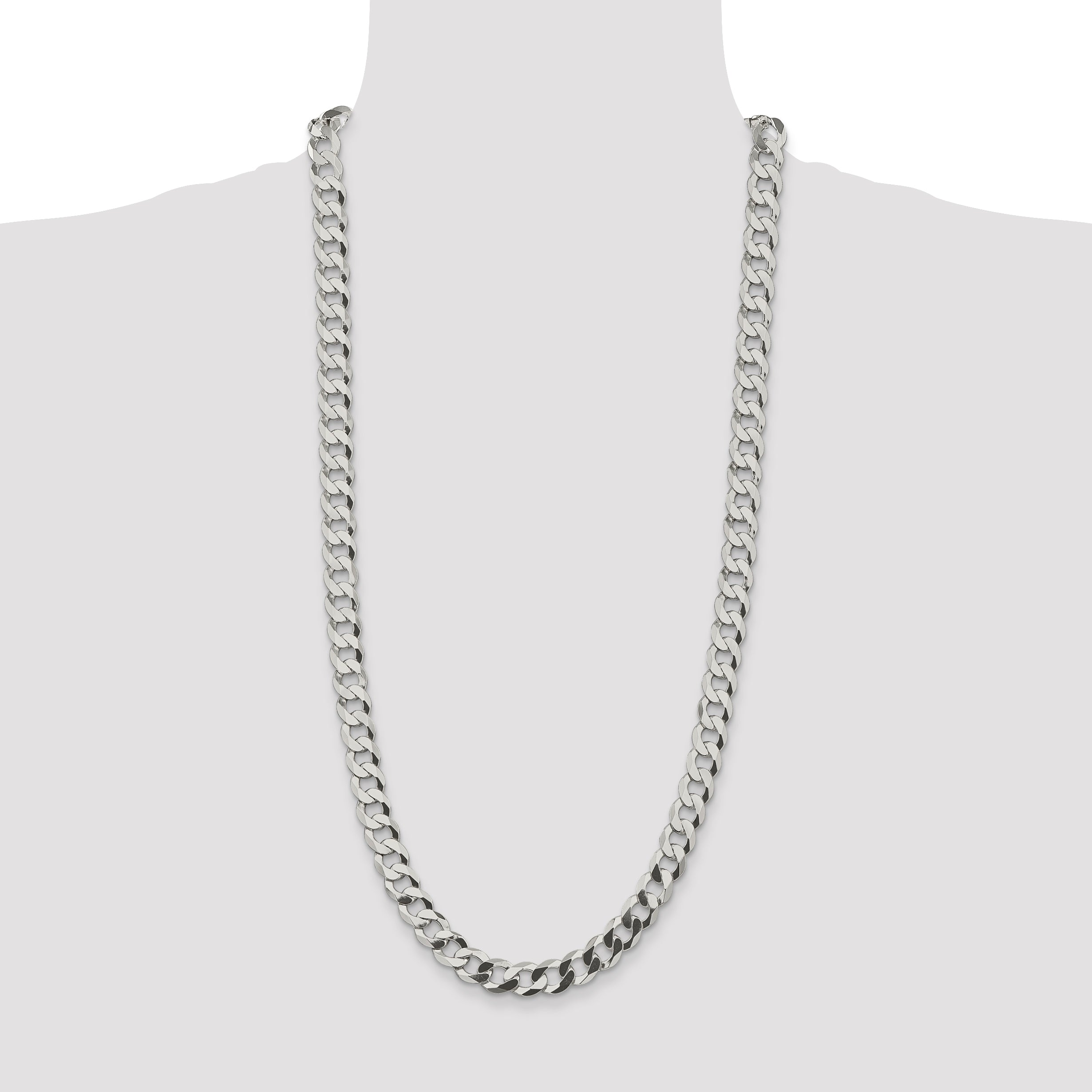 Sterling Silver 9.75mm Flat Curb Chain