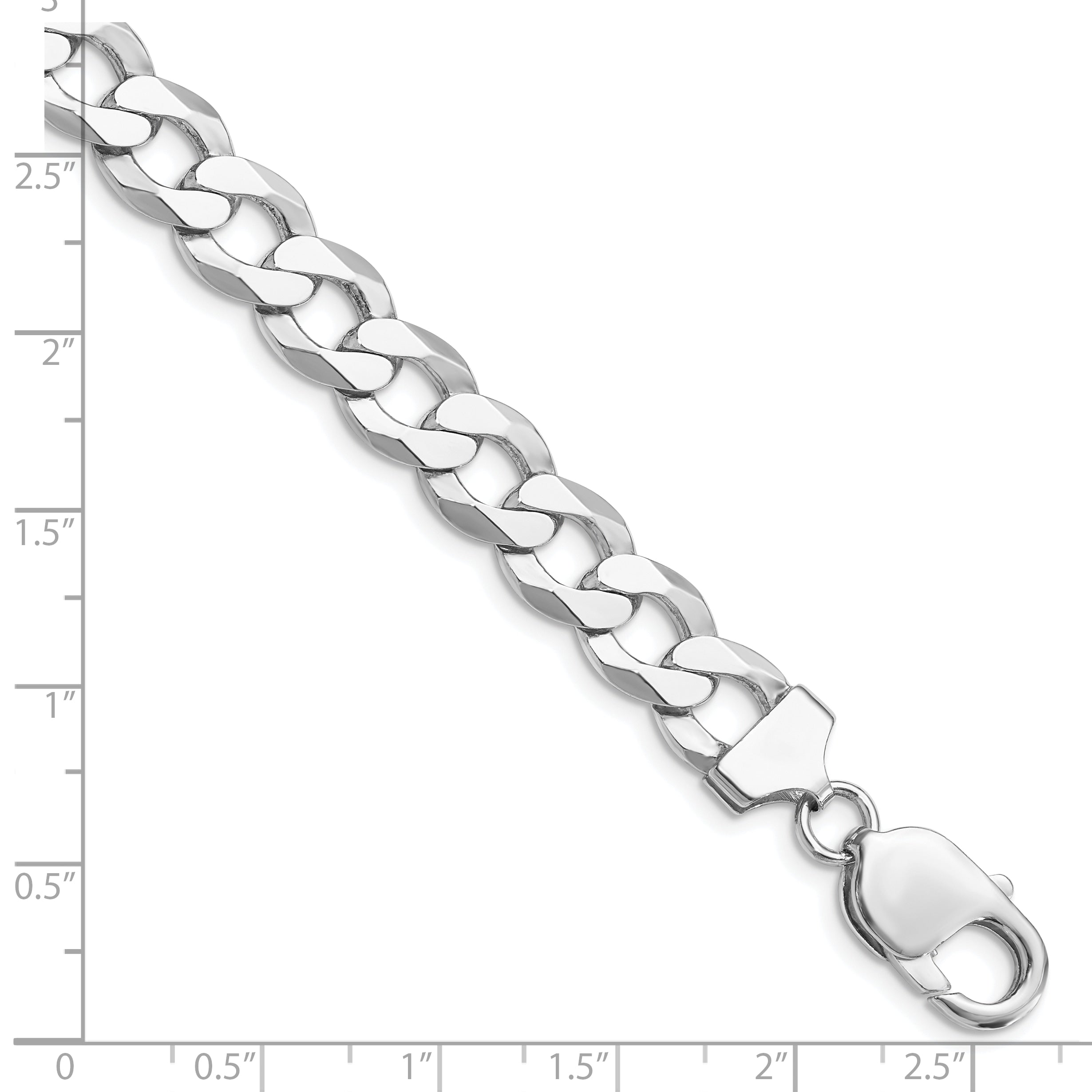 Sterling Silver Rhodium-plated 9.75mm Flat Curb Chain