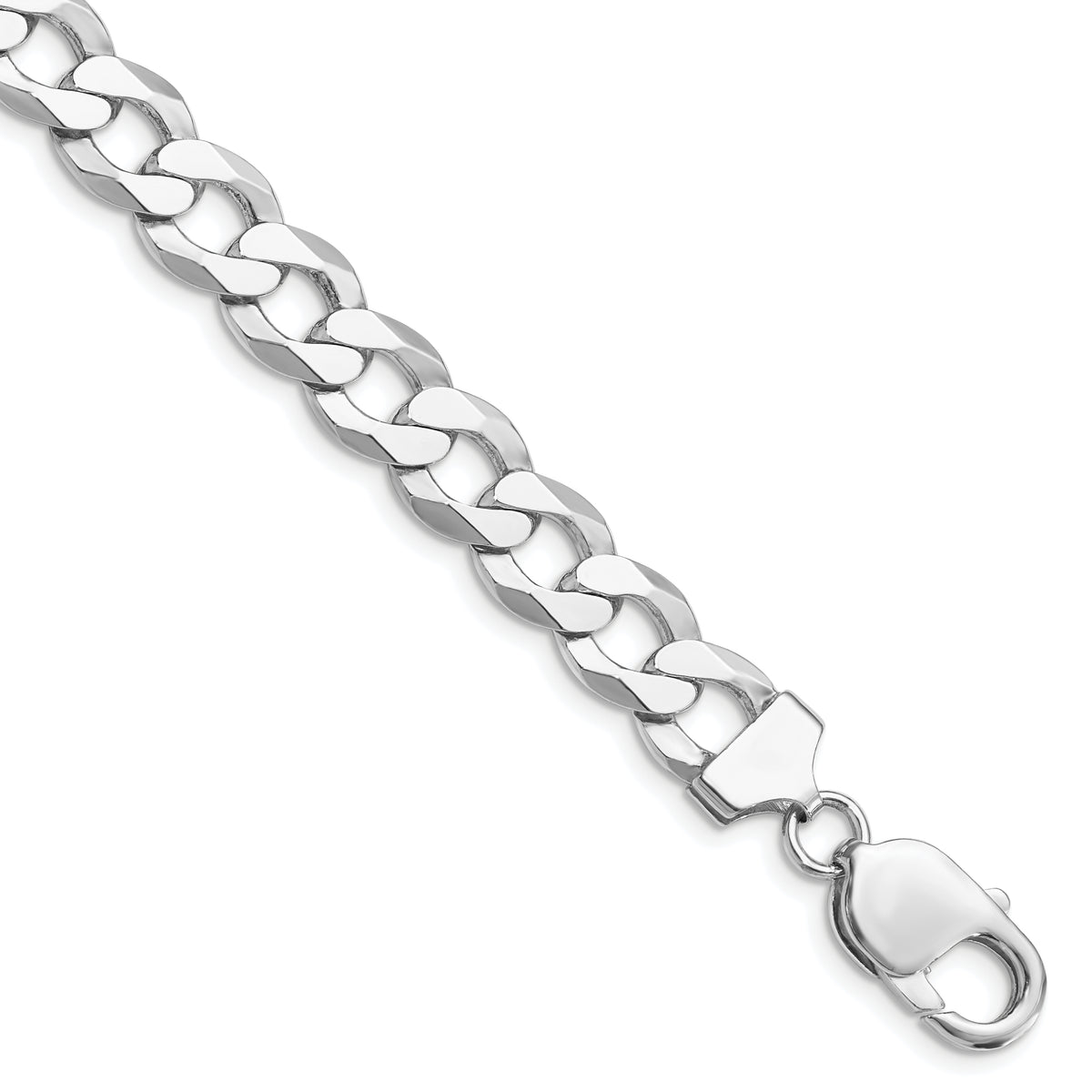 Sterling Silver Rhodium-plated 9.75mm Flat Curb Chain