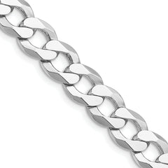 Sterling Silver Rhodium-plated 9.75mm Flat Curb Chain