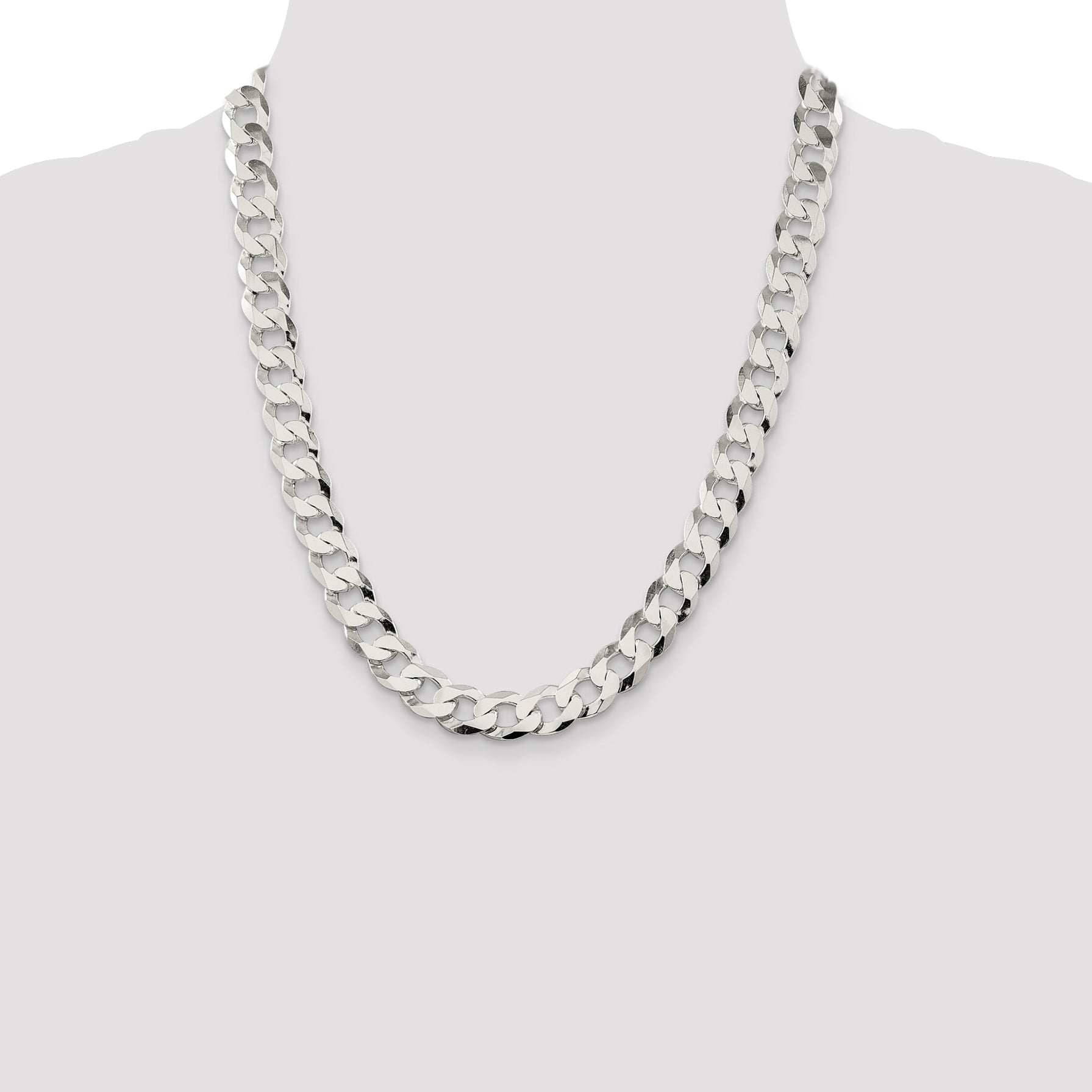 Sterling Silver 11.75mm Flat Curb Chain