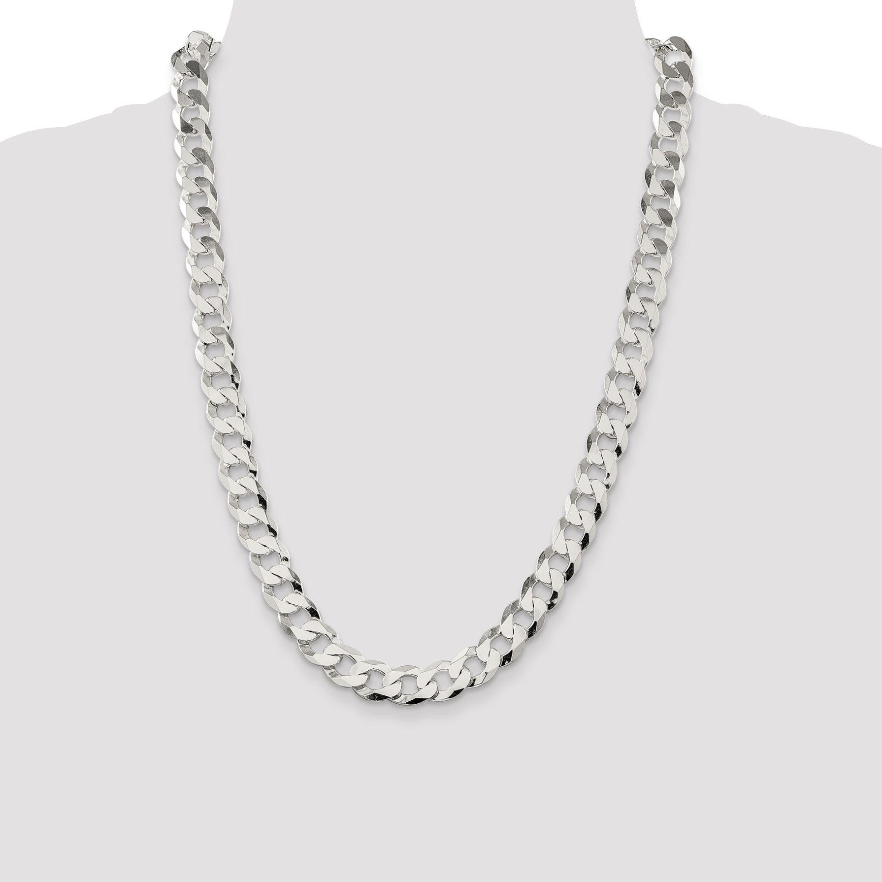 Sterling Silver 11.75mm Flat Curb Chain