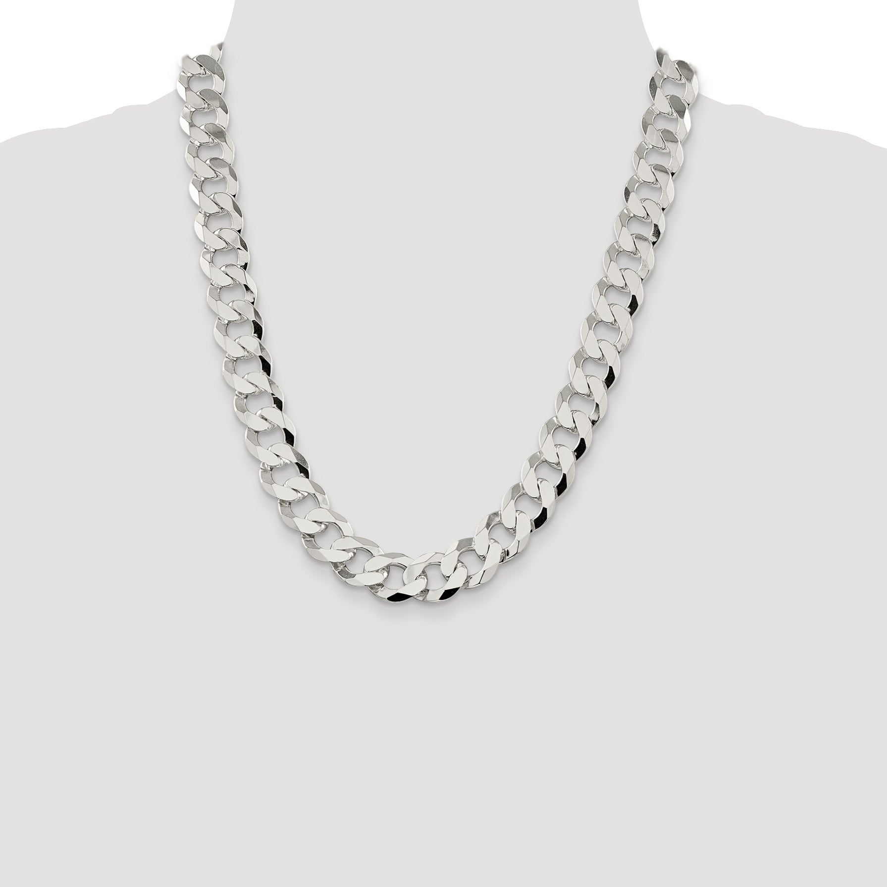 Sterling Silver 14mm Flat Curb Chain