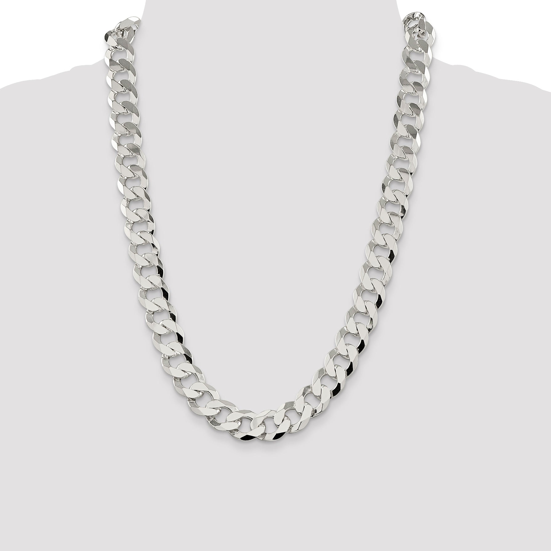 Sterling Silver 14mm Flat Curb Chain