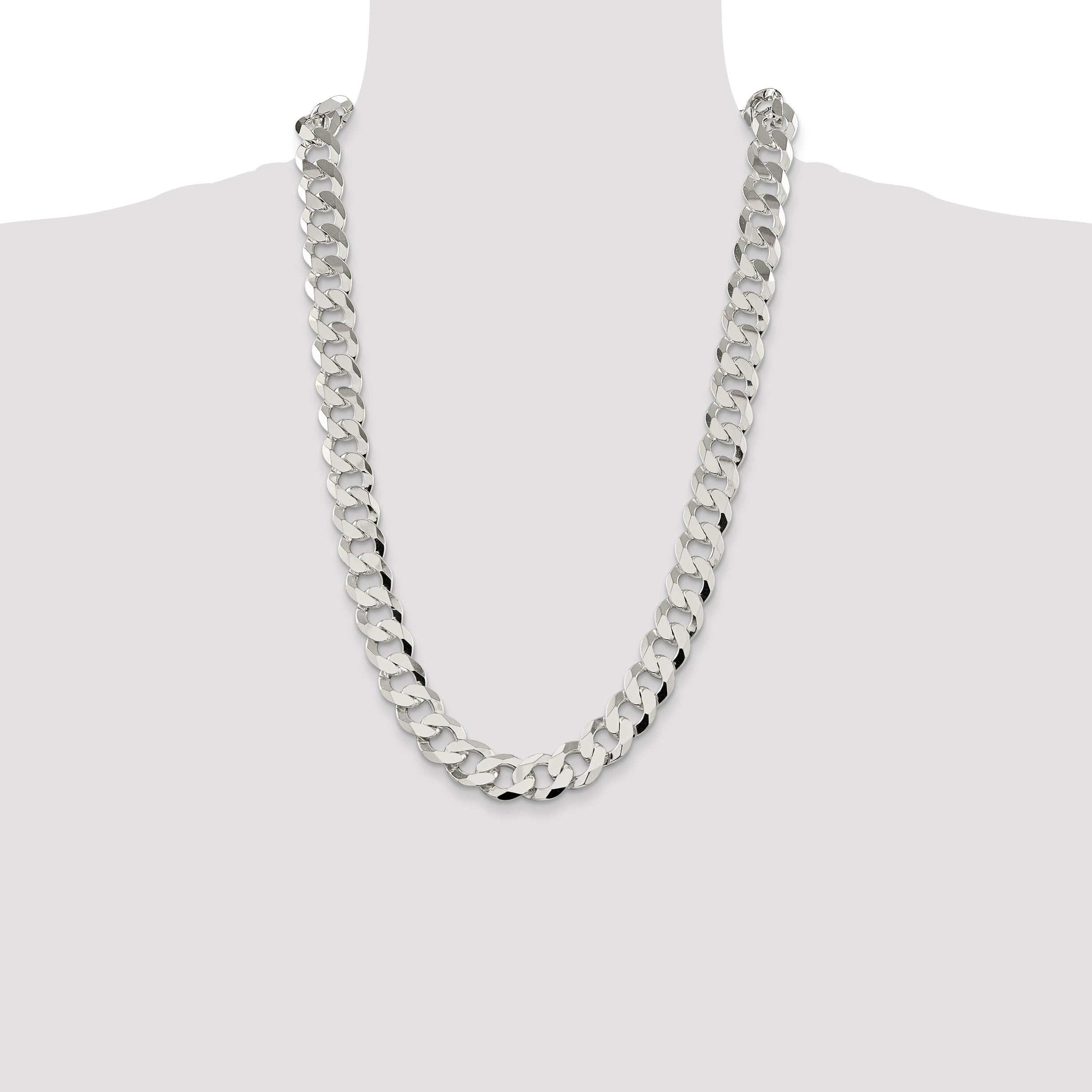 Sterling Silver 14mm Flat Curb Chain