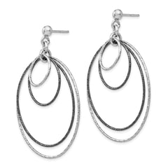 SS and Ruthenium Plated D/C Post Hoop Earrings