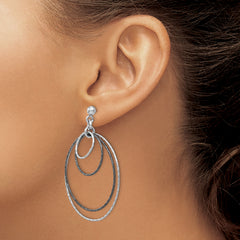 SS and Ruthenium Plated D/C Post Hoop Earrings