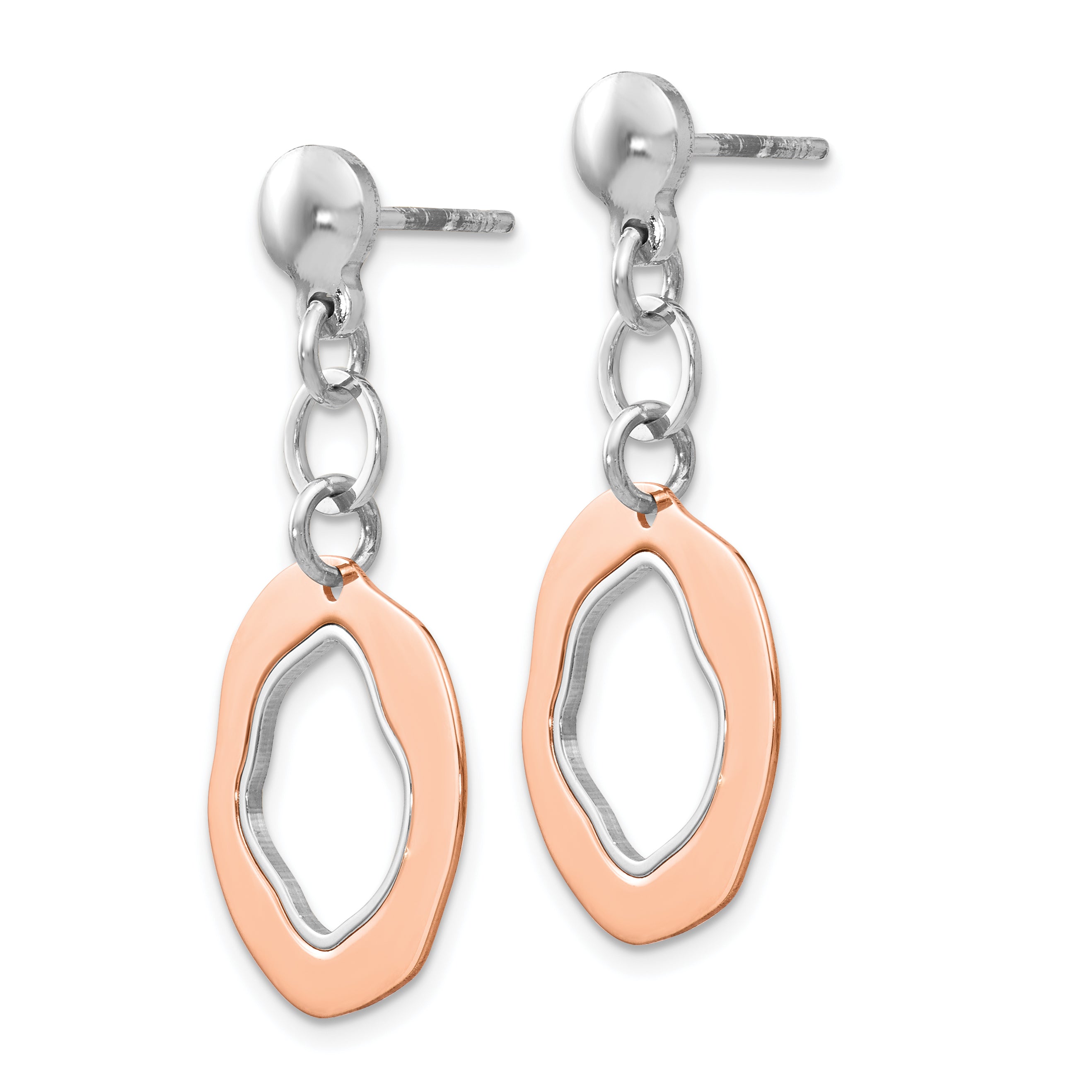 Sterling Silver Rose Gold-plated Post Dangle Earrings